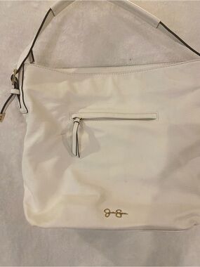 Jessica Simpson White Leather Shoulder Bag with Gold Accent